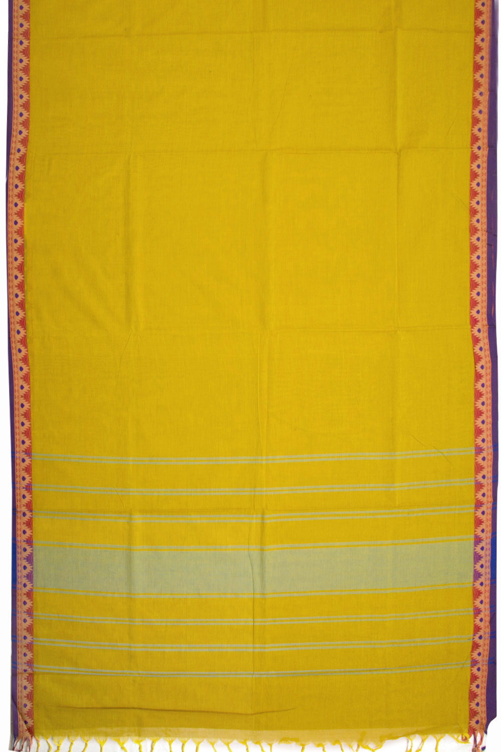 Yellow Handwoven Kanchi Cotton Saree 10069305 - Avishya
