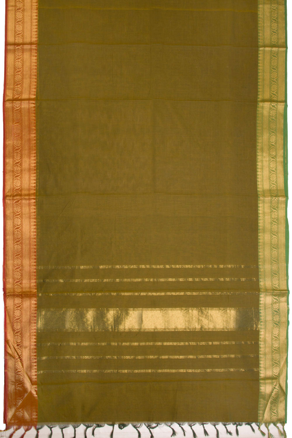 Green Handwoven Kanchi Cotton Saree 10069275 - Avishya