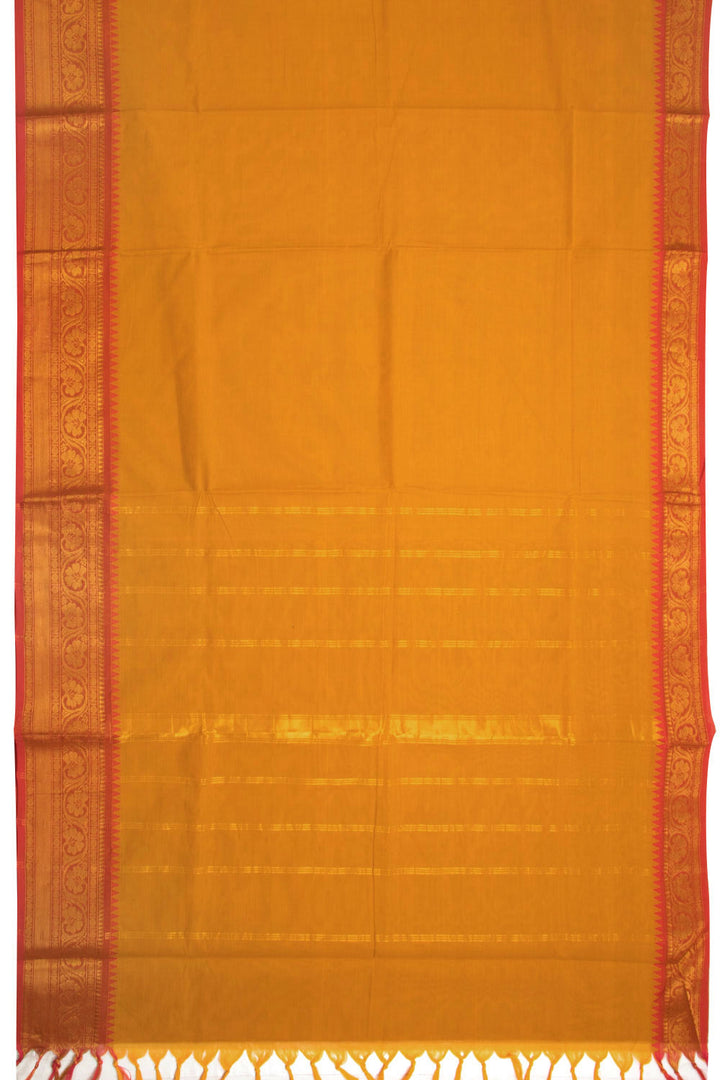 Orange Handwoven Kanchi Cotton Saree 10069357 - Avishya