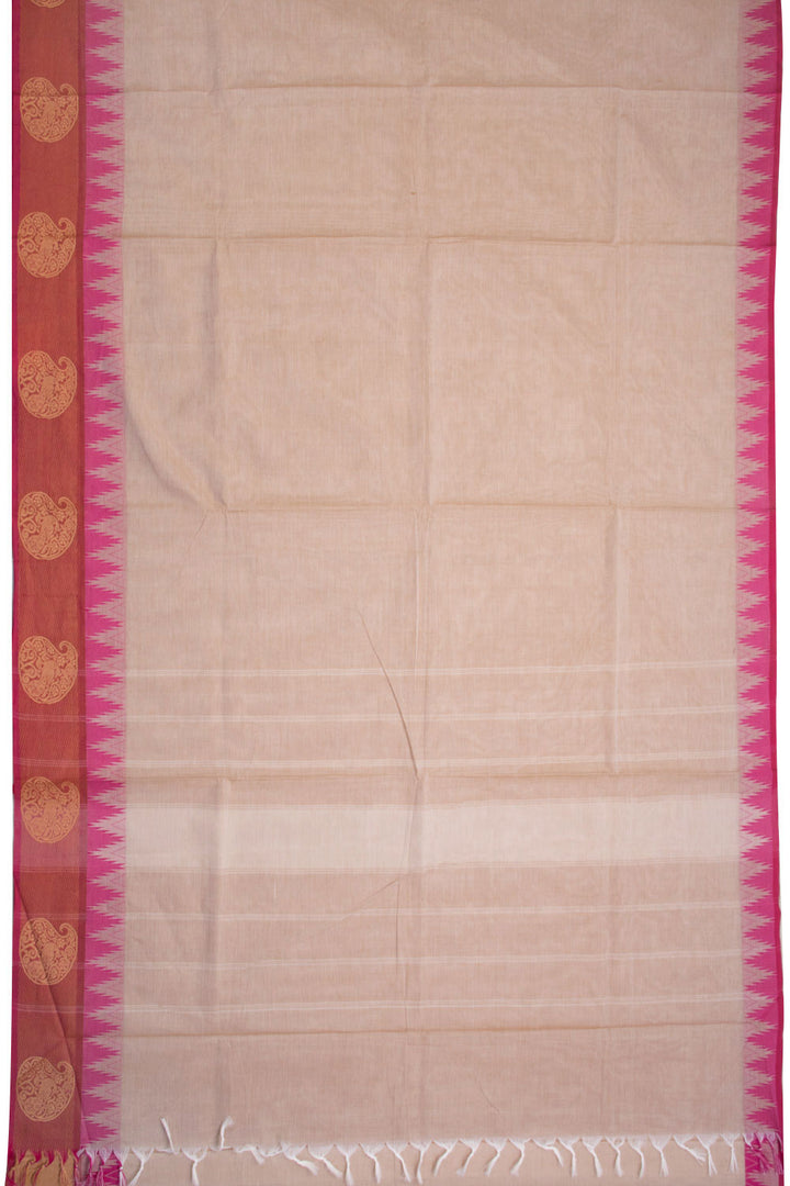Beige Handwoven Kanchi Cotton Saree 10069375 - Avishya