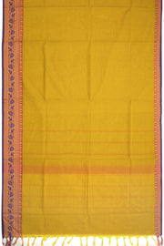 Yellow Handwoven Kanchi Cotton Saree 10069383 - Avishya