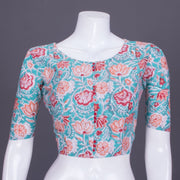 Blue Handblock Printed Cotton Blouse 10069759 - Avishya