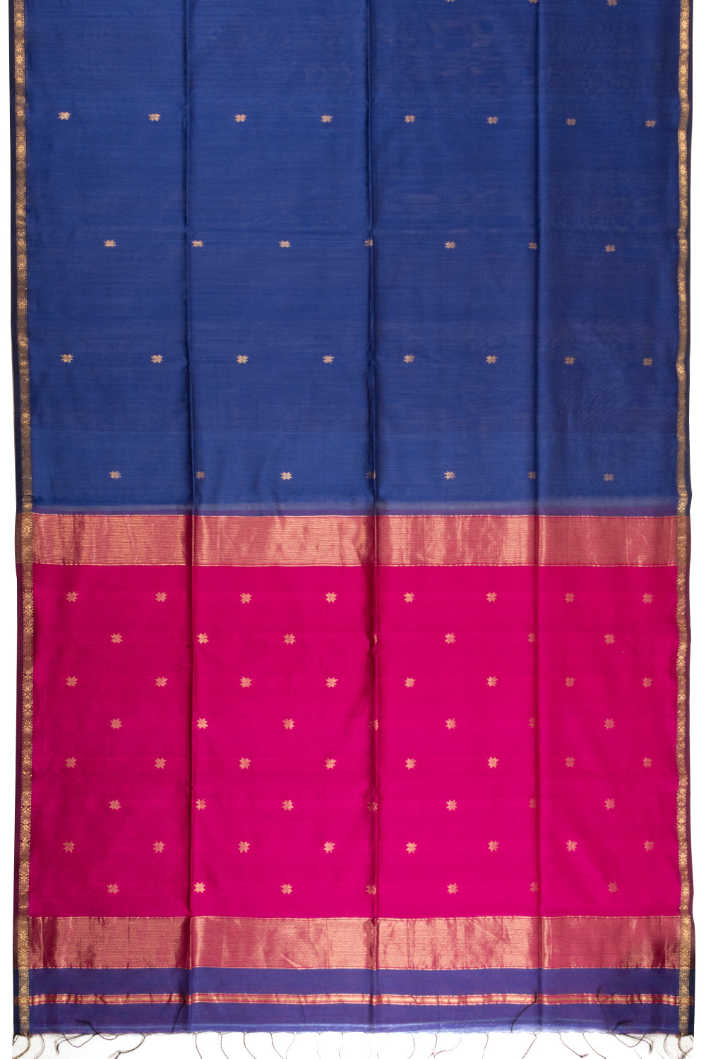 Blue Handloom Maheshwari Silk Cotton Saree 10068646 - Avishya