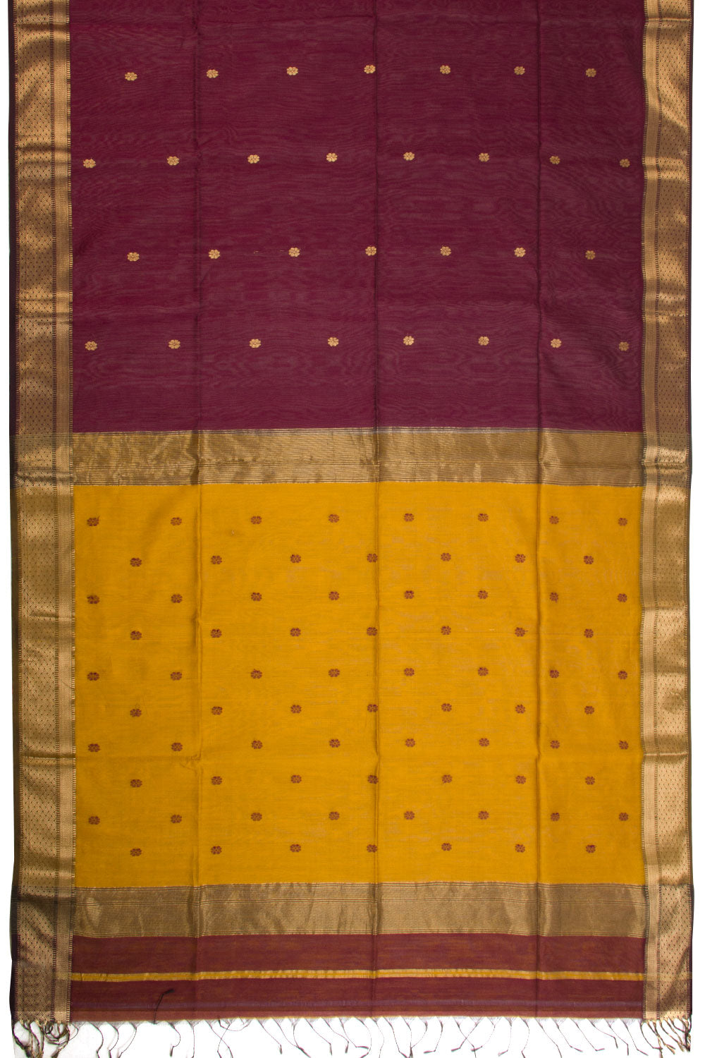 Maroon Handloom Maheshwari Silk Cotton Saree 10068654 - Avishya