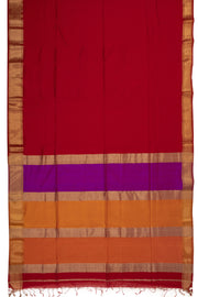 Red Maheshwari Silk Cotton Saree 10075242