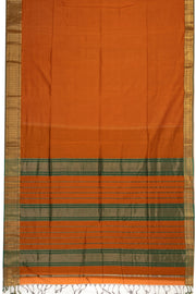 Orange Maheshwari Silk Cotton Saree 10075245