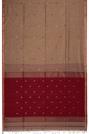 Brown Maheshwari Silk Cotton Saree 10075260