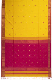 Yellow Maheshwari Silk Cotton Saree 10075269