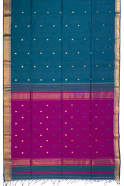 Blue Maheshwari Silk Cotton Saree 10075273
