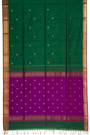Green Maheshwari Silk Cotton Saree 10075274