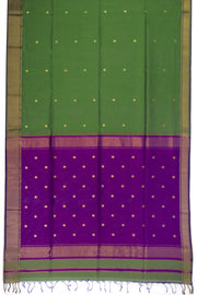 Green Maheshwari Silk Cotton Saree 10075275