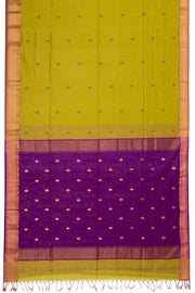 Yellow Maheshwari Silk Cotton Saree 10075276