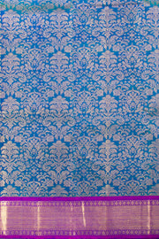 Peacock Blue Pure Zari Korvai Kanjivaram Silk Saree 10062342