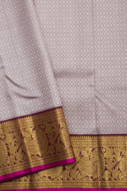 Cloudy Grey Pure Zari Korvai Jacquard Kanjivaram Silk Saree 10062464