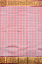 Pink and Grey Pure Zari Jacquard Korvai Kanjivaram Silk Saree 10062466