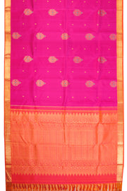 Bright Pink Handloom Kanjivaram silk saree - Avishya