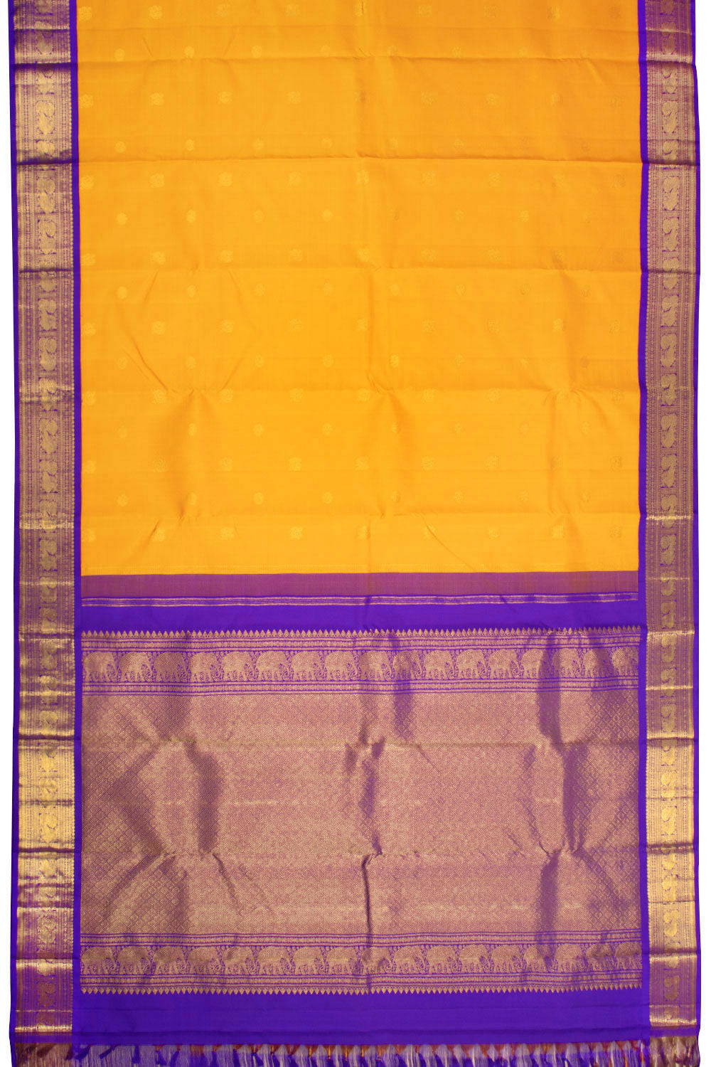 Yellow Handloom Bridal Korvai Kanjivaram Silk Saree 10069162 - Avishya