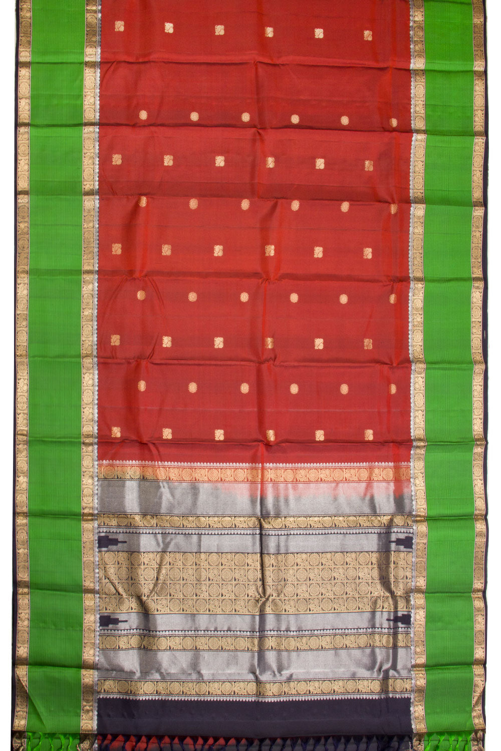 Maroon Handloom Threadwork Kanjivaram Silk Saree 10069267 - Avishya