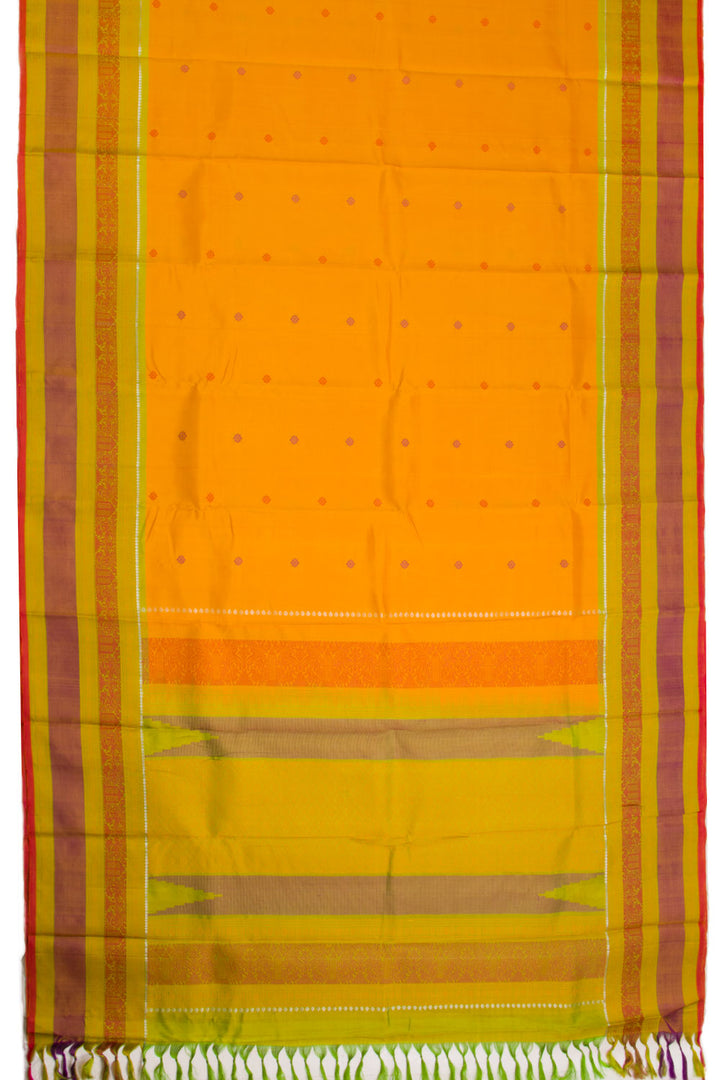 Yellow Handloom Threadwork Kanjivaram Silk Saree 10069269 - Avishya