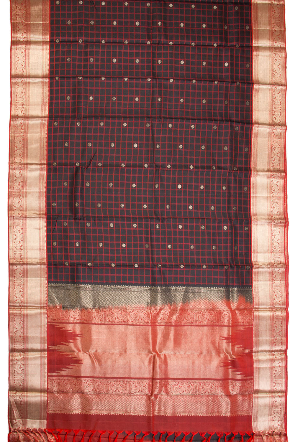 Black Handloom Kanjivaram Silk Saree 10069271 - Avishya