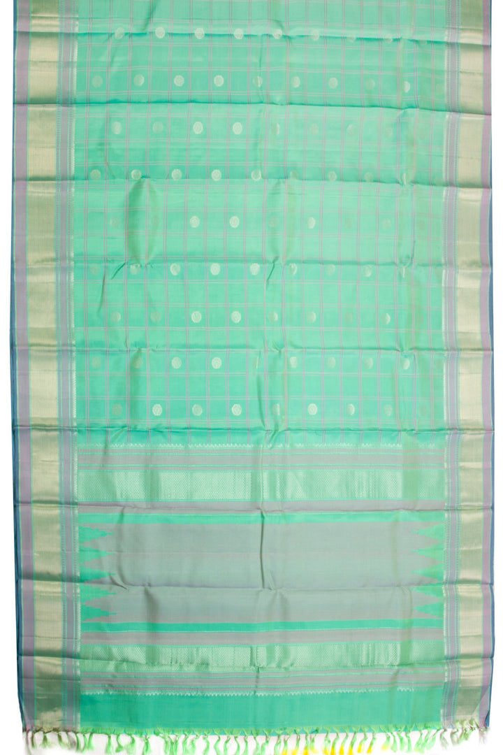 Green Handloom Threadwork Kanjivaram Silk Saree 10069274 - Avishya