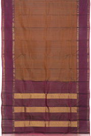 Brown Striped Handloom Kanjivaram Silk Saree 10070674 - Full View