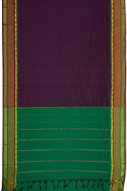 Kanjivaram Vegan Viscose Silk Saree Eggplant Color and Traditional Design 10075550