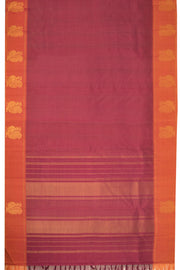 Burgundy Kanjivaram Silk Saree with Checks Design 10075638