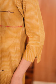 Mustard Yellow Embroidered Cotton Dress 10062681