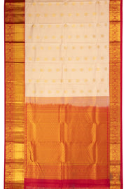 Cream Kanjivaram Pure Silk Saree with Contrast Pallu 10074822