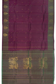 Marron Kanjivaram Pure Silk Saree with Contrast Pallu 10074825