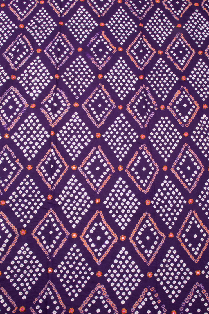 Eggplant purple Bandhani Cotton 3-Piece Salwar Suit Material