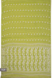 Lime Green Jamdani Style Cotton 2-Piece Salwar Suit Material 10069913