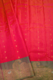 Pinkish Red Handloom Kanjivaram Soft Silk Saree 10062451