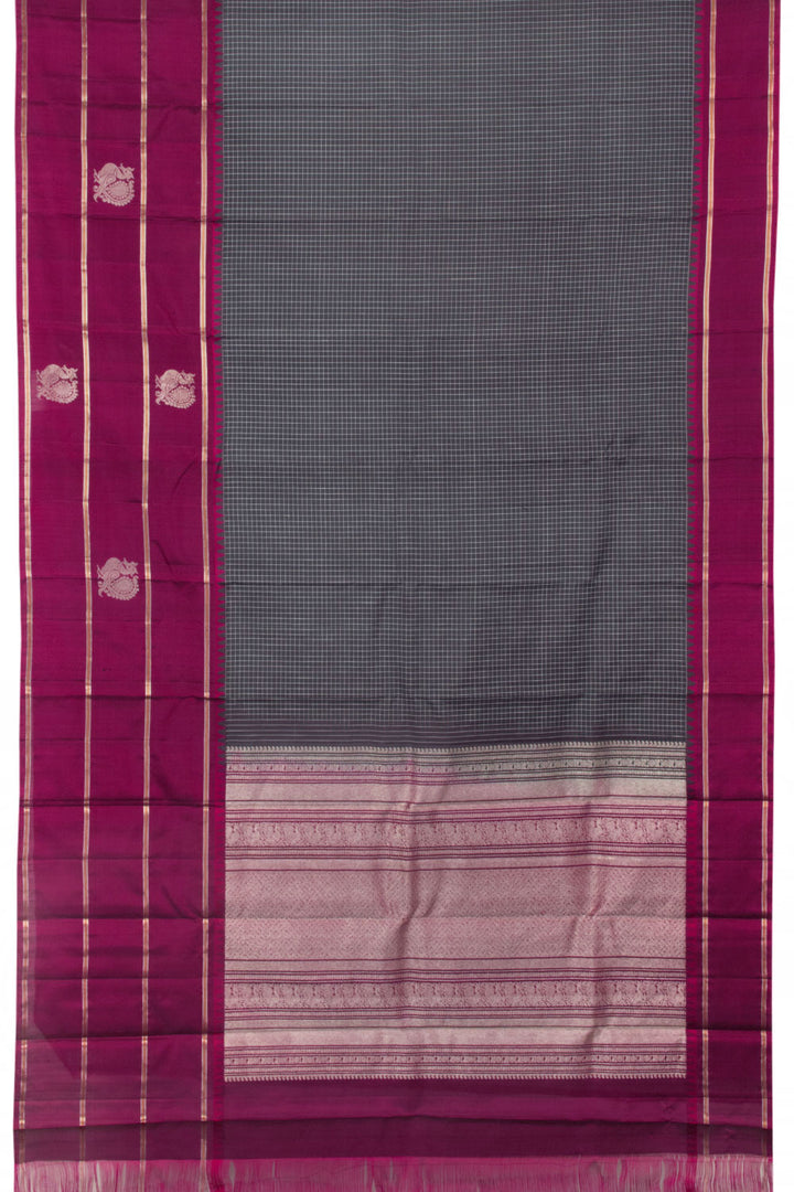 Black Handloom Kanjivaram Soft Silk Saree 10065005