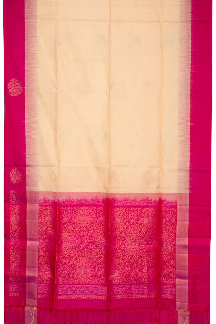 Cream Kanjivaram Soft Silk Saree 10069201 - Avishya