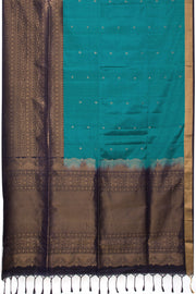 Dark Teal Blue Kanjivaram Soft Silk Saree 10069226 - Avishya