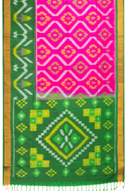 Deep Pink Handloom Ikat Kanjivaram Silk Saree 10070725