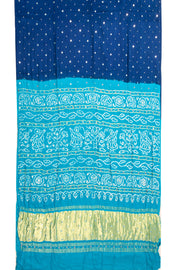 Blue Bandhani Gajji Silk Saree with Lagdi Patti Zari Pallu 10073073