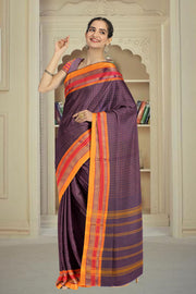 Purple Handloom Chettinad Cotton Saree 10075907
