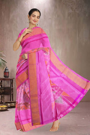 Electric Pink Kanjivaram Silk Vegan Saree 10075584
