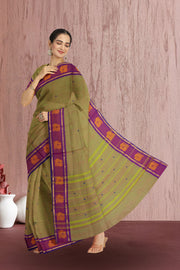 Green Handloom Chettinad Cotton Saree Without Blouse 10075186