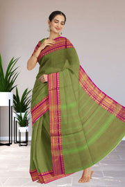 Green Handloom Chettinad Cotton Saree 10075884
