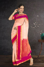 Cream Handloom Kanjivaram Soft Silk Saree 10075692