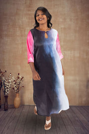  Multi Colour Printed Vegan Charmeuse Silk Dress10073756