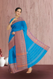 Blue Handloom Chettinad Cotton Saree 10075071