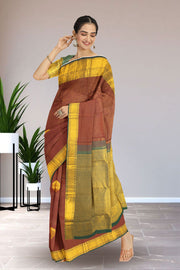 Barn Red Kanjivaram Silk Saree with Checks Design 10075528