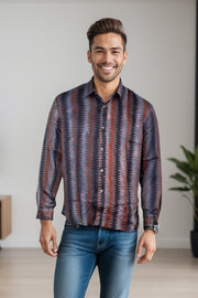 Multicolor Full Sleeve Jahota Print Modal Silk Mens Shirt 10074383