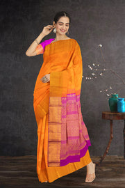 Vibrant Orange Nakashi Kanjivaram Silk Saree 10075524