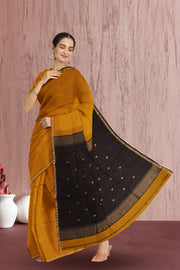 Yellow Maheshwari Silk Cotton Saree 10075263